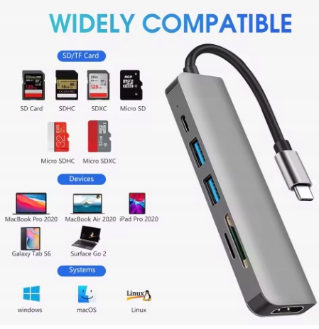 Stacja dokująca USB-C 3.2 HUB 2x USB HDMI czytnik kart SD MINI MACOS WINDOW