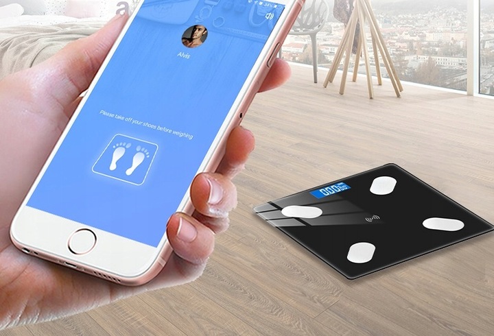 WAGA ŁAZIENKOWA ANALITYCZNA SLIM BLUETOOTH 180KG SMART 25w1 +BATERIE +MIARA