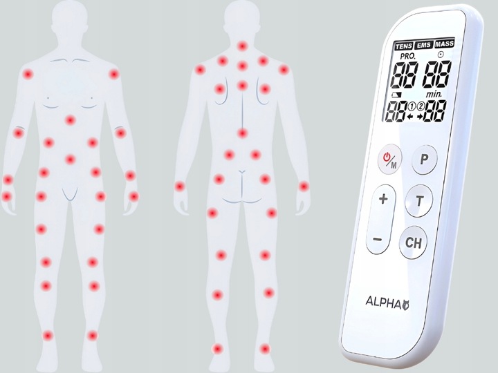 Bezprzewodowy Elektrostymulator TENS EMS Masaż 3w1 18 Programów