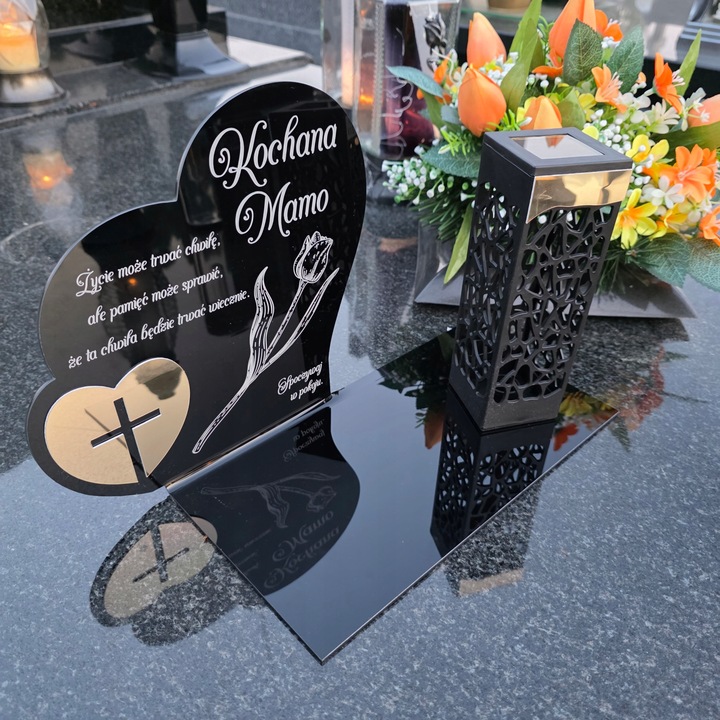 ZNICZ SOLARNY z Grawerem Wieczna Lampka Latarenka LED STATUETKA dla