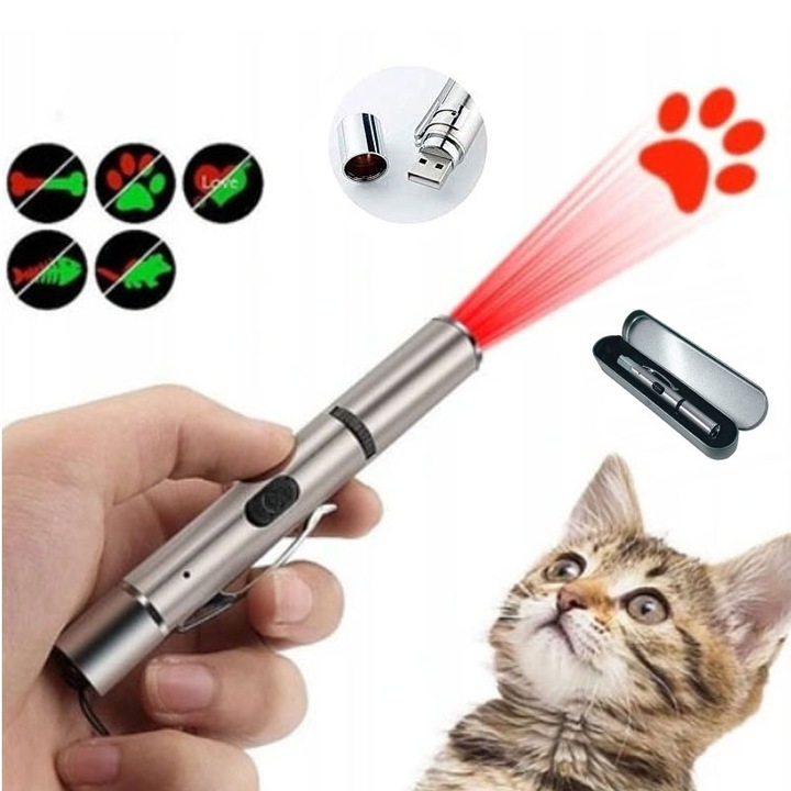 Laser Zabawka dla Kota Psa Wskaźnik Laserowy Ładowany USB - 5 WZORÓW