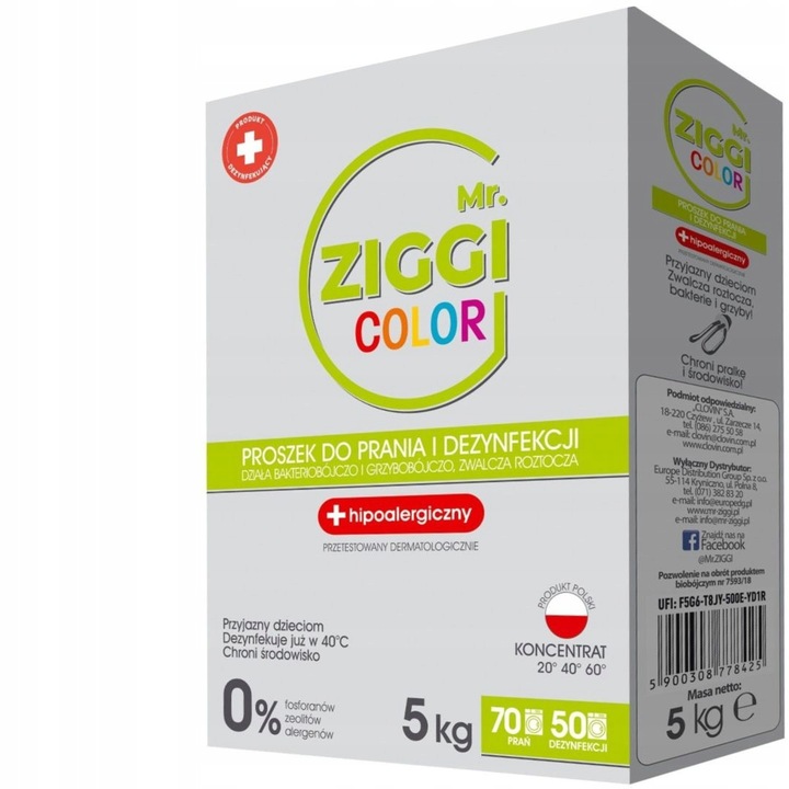MR ZIGGI KOLOR HIPOALERGICZNY POLSKI proszek do prania i dezynfekcji