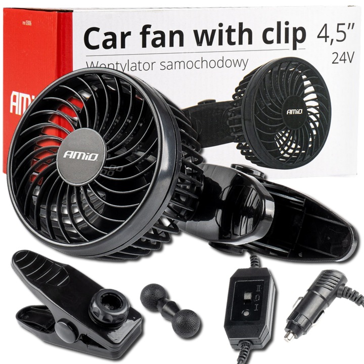 Wentylator samochodowy 4,5" Wiatrak Nawiew do auta Widlaka 24V KLIPS