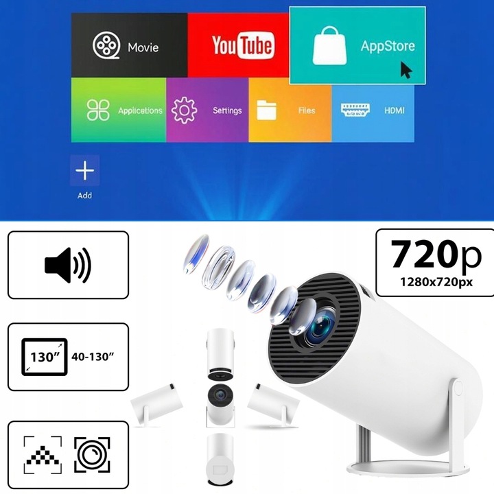 PROJEKTOR HY300 PRO 2025 NOWA WERSJA 4K HD WIFI PRZENOŚNY SMART