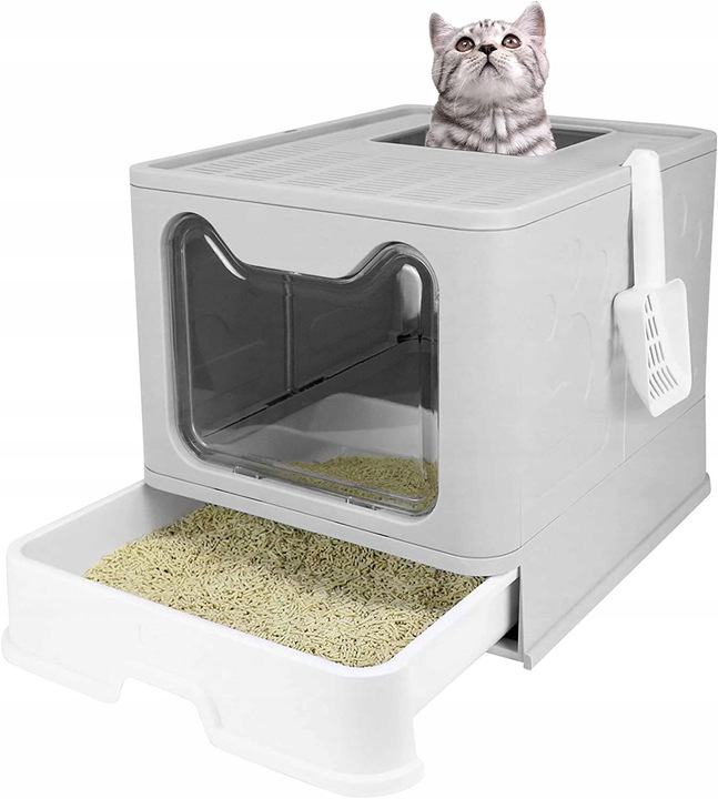 Duża kuweta kryta z szufladą + łopatka (F055)