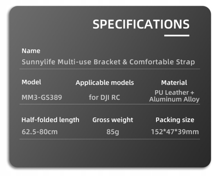 UCHWYT ALUMINIOWY + SMYCZ DO KONTROLERA DJI RC / RC 2 MINI 3 4 5 PRO