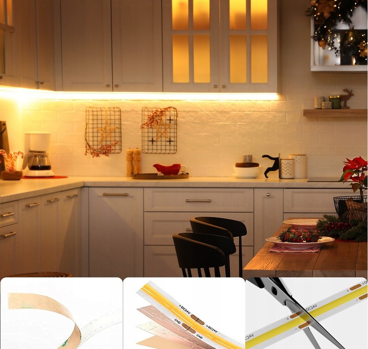 Taśma LED Neon COB 24V 10m 480 diod 3000K BIAŁA CIEPŁA HOMOGENICZNA