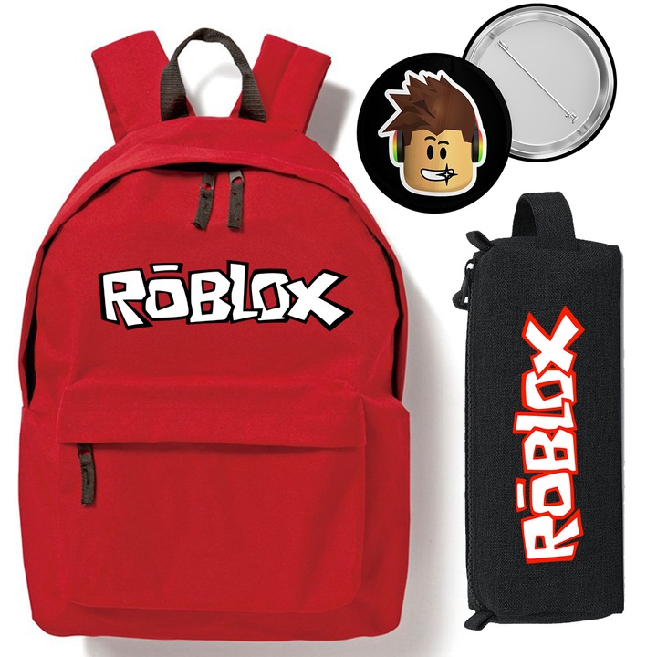 Zestaw do Szkoły Czerwony Plecak + Piórnik + Pin Postać z Gry Roblox