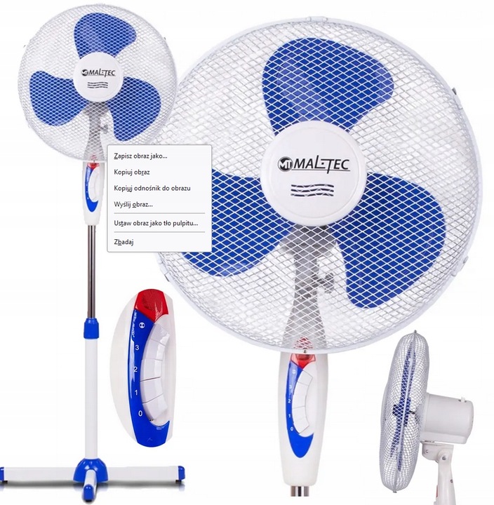 Biurowy WENTYLATOR STOJĄCY WIATRAK PODŁOGOWY CICHY MOCNY REGULACJA OSCYLACJ