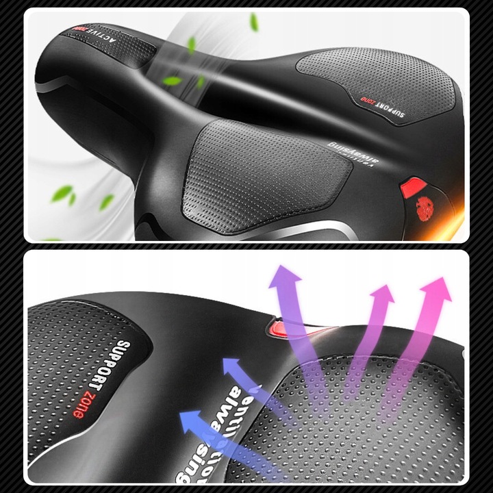 WYGODNE SIODEŁKO ROWEROWE SIODŁO SPORTOWE MIĘKKIE SZEROKIE EXTRA WENTYLACJA