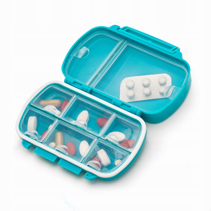 POJEMNIK ORGANIZER KASETKA PUDEŁKO NA LEKI PODRÓŻNY VITAMMY PILLA MULTI 8