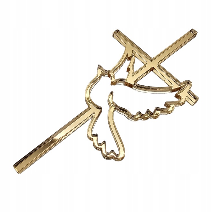 Topper na komunie złoty ZESTAW dekoracji na tort komunijny IMIĘ krzyż napis