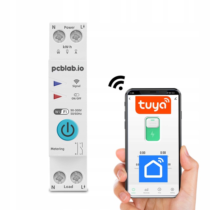 Przekaźnik WiFi 16A z pomiarem prądu mocy na szynę DIN TUYA Smart Life