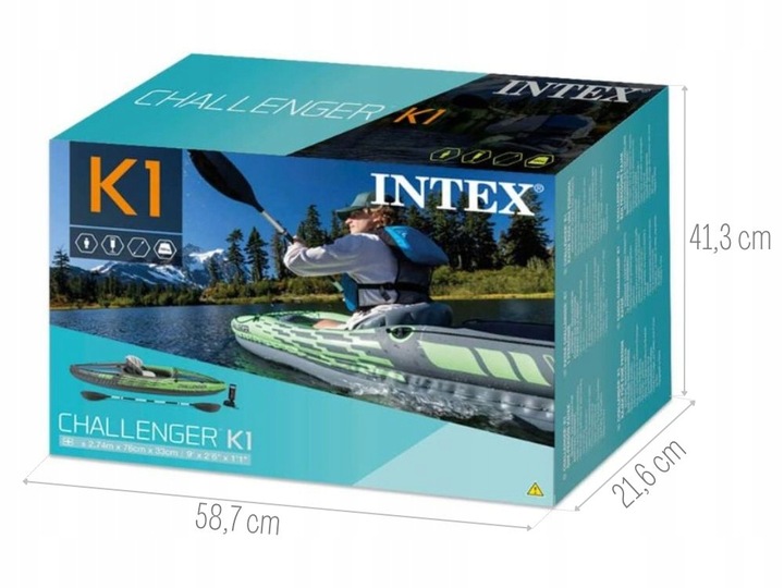 Kajak 1os. Challenger K1 Intex 68305 Pompka Wiosło