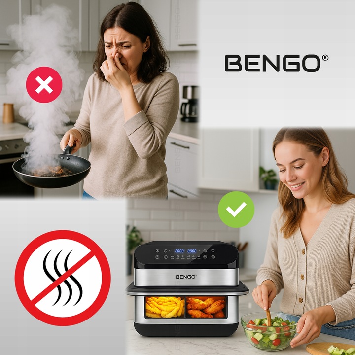 Frytkownica beztłuszczowa RODZINNA dual AIRFRYER 10L 2800W WiFi Tuya