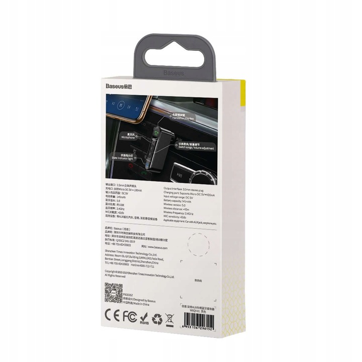 Baseus,Transmiter samochodowy odbiornik adapter BLUETOOTH MINI - JACK AUX