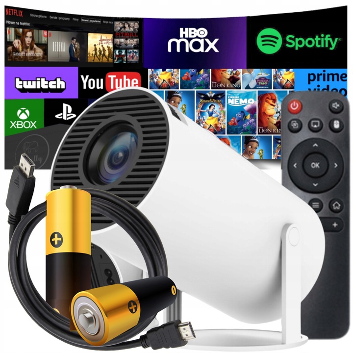 PROJEKTOR HY300 PRO 2025 WERSJA 4K WIFI PRZENOŚNY SMART ANDROID TV RZUTNIK