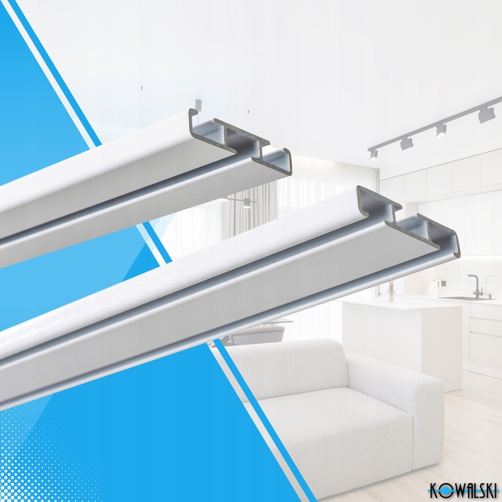 KOWALSKI SZYNA SUFITOWA ALUMINIOWA BIAŁA 150 CM POJEDYNCZA PODWÓJNA