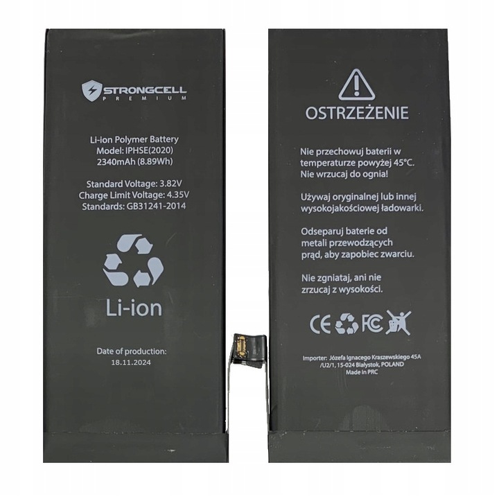 Bateria iPhone SE 2020 STRONGCELL, A2275, A2298 Większa Pojemność ŚWIEŻA