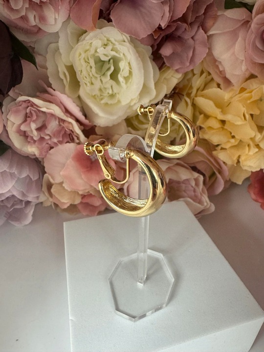 Klipsy do uszu gładkie koła - Francja nowość ślub złote cudo c77