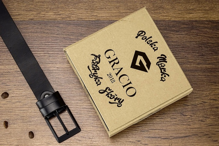 PASEK MĘSKI GRACIO CZARNA KLAMRA KLASYK Skórzany