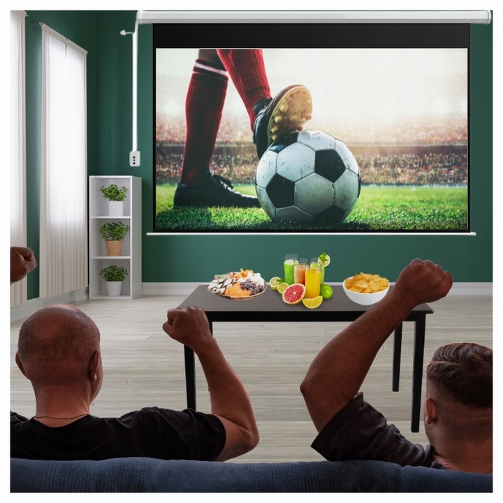 EKRAN PROJEKCYJNY ŚCIENNY RZUTNIKA ELEKTRYCZNY AUTOMATYCZNY PILOT 100