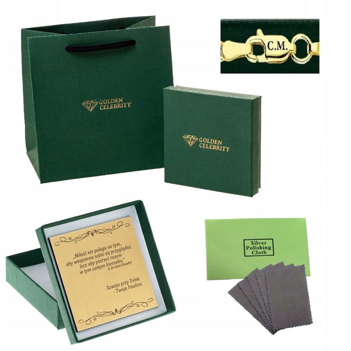ZŁOTY ŁAŃCUSZEK MĘSKI ROMBO + KRZYŻYK 18K 50 CM PREZENT DLA NIEGO + GRATISY