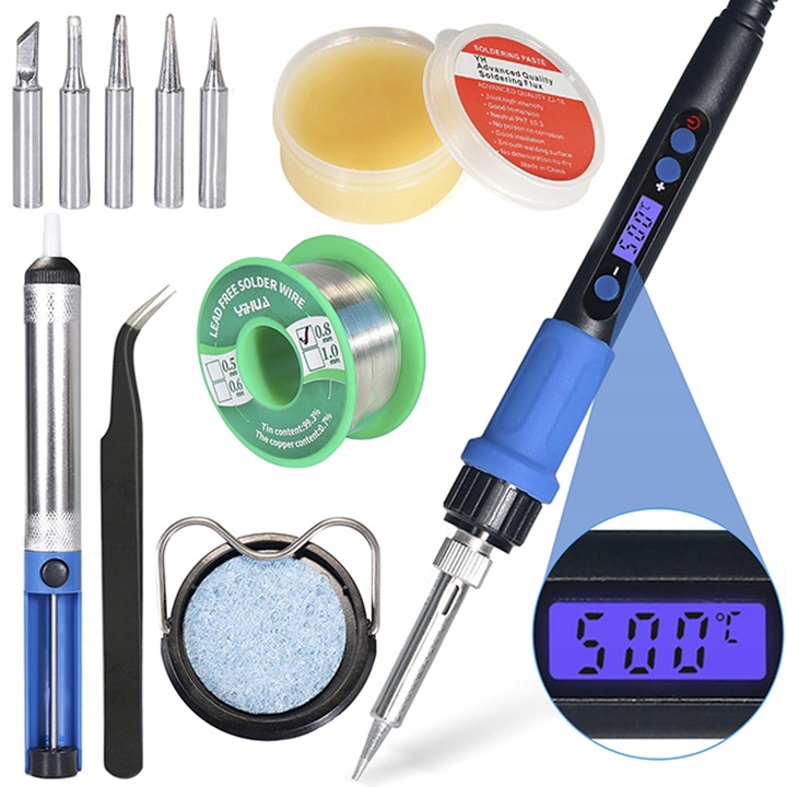 Lutownica Precyzyjna 100W Zestaw Lutowniczy LCD Odsysacz do Cyny 13