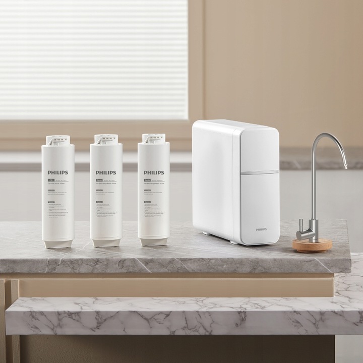 Przepływowy filtr do wody PHILIPS, filtr zmiękczający wodę, pod zlew +