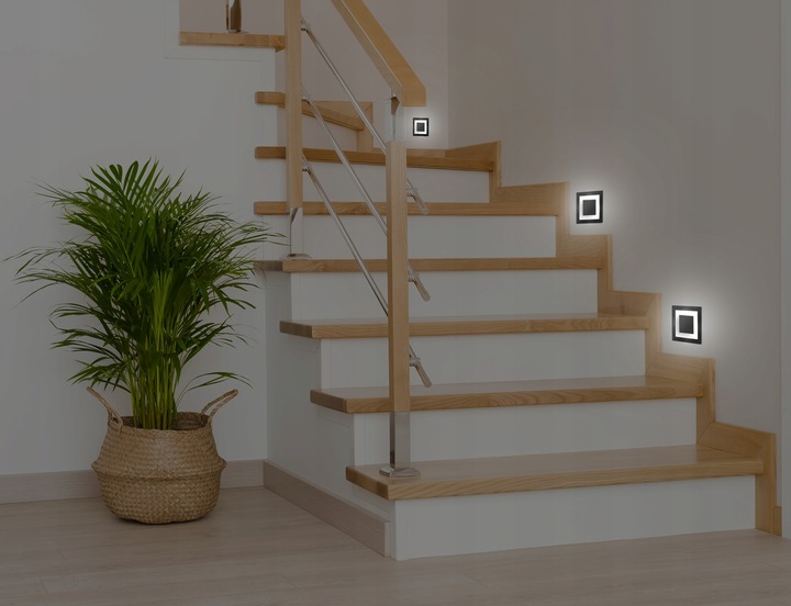 LAMPKA NA SCHODY LED 230V oprawa oświetlenie schodowe SREBRNA ZIMNA 6000k