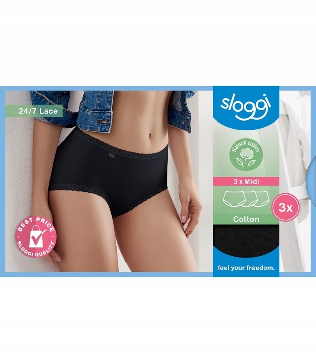 3 x Majtki sloggi 24/7 Cotton Lace Midi C3P 38