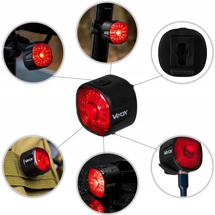 LAMPKA ROWEROWA TYLNA CZERWONA 17xLED WODOODPRONA MOCNA USB-C VAYOX