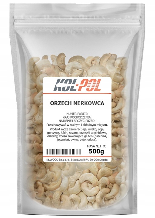 ORZECHY NERKOWCA 500g Całe nerkowce naturalne świeże wysoka jakość