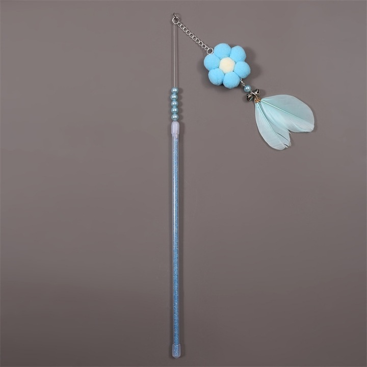 ZABAWKA DLA KOTA WĘDKA piórka kwiat 12 NIEBIESKA