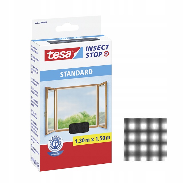 TESA STANDARD Moskitiera na okno - Siatka okienna na rzep 1,3 x 1,5m