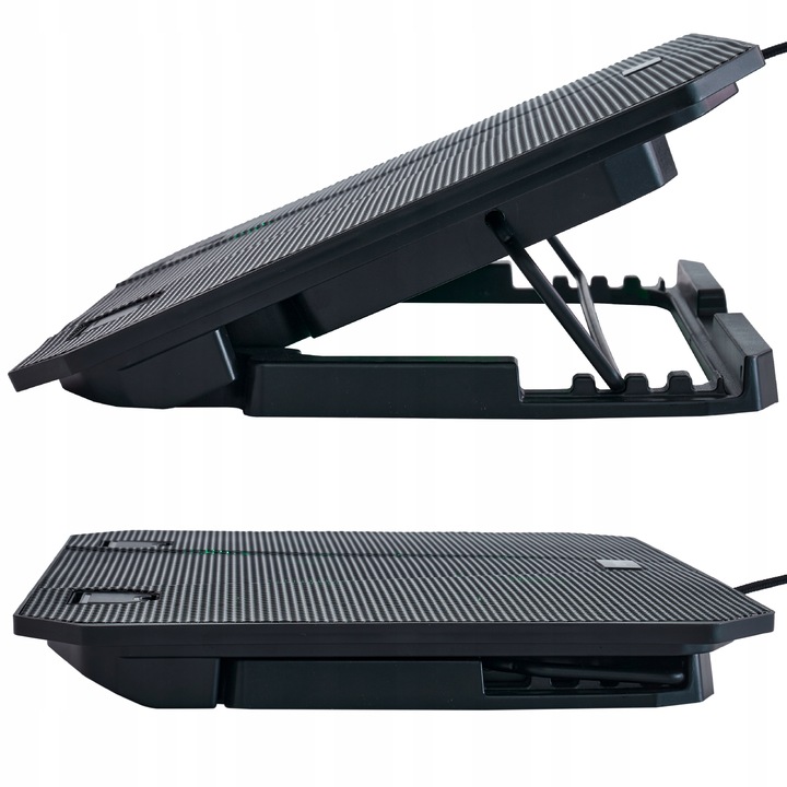 PODSTAWKA CHŁODZĄCA POD LAPTOPA 12-17 CZARNA REGULOWANA PODKŁADKA LED Z USB