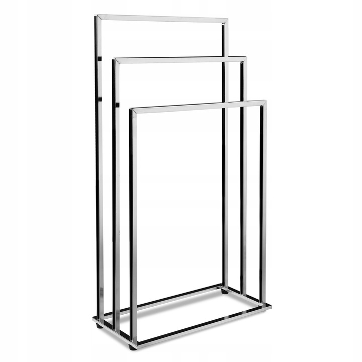 STOJAK NA RĘCZNIKI ŁAZIENKOWE WIESZAK PODŁOGOWY 3 POZIOMOWY CHROMOWANY