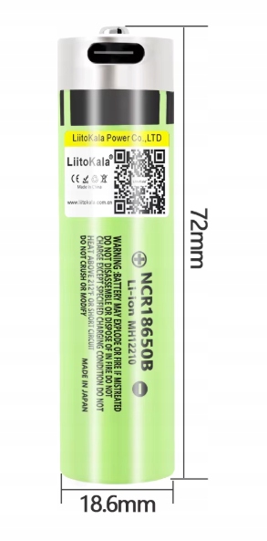 OGNIWO AKUMULATOR Li-Ion MH12210 Liitokala NCR18650B USB-C 3400mAh