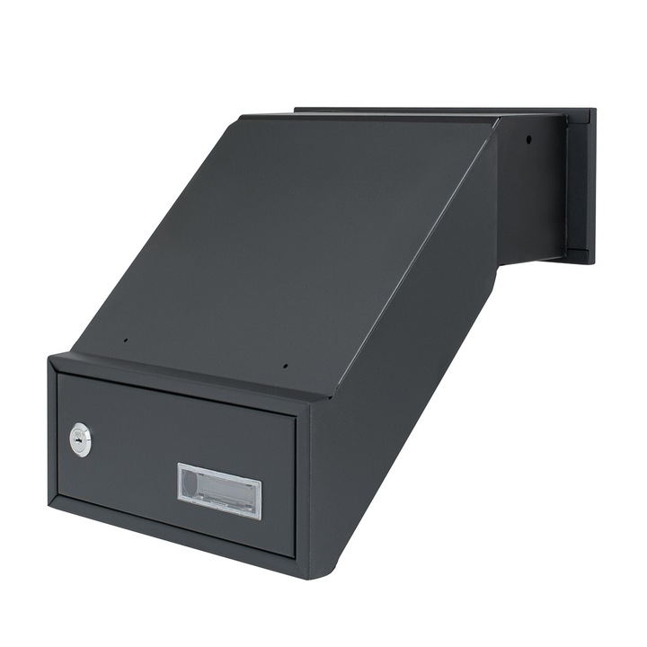 SKRZYNKA NA LISTY POCZTĘ PRZELOTOWA DO MURU DWUSTRONNA ANTRACYT + 3