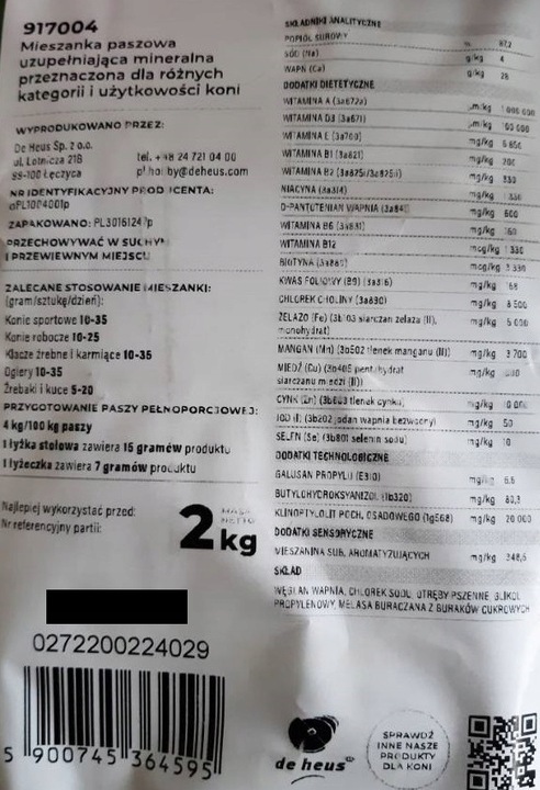 Animki konie 2kg witaminy dla koni DeHeus