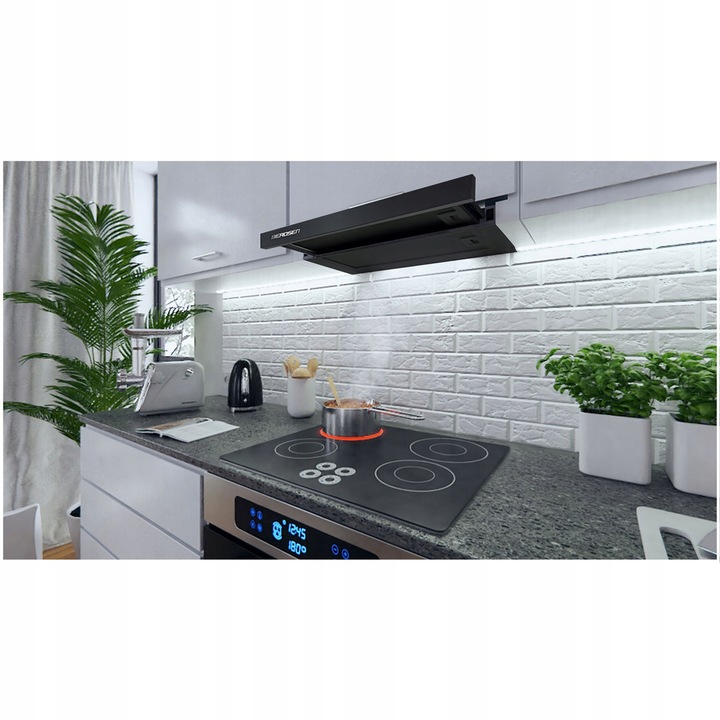 OKAP KUCHENNY PODSZAFKOWY 60cm CZARNY BERDSEN