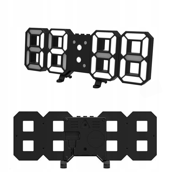 ZEGAR ELEKTRONICZNY WYŚWIETLACZ LED BUDZIK TERMOMETR ALARM DATA CZARNY