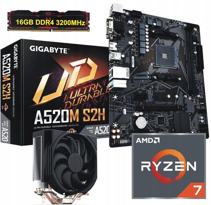 Zestaw Procesor AMD Ryzen 7 +Płyta AM4 +16 GB DDR4