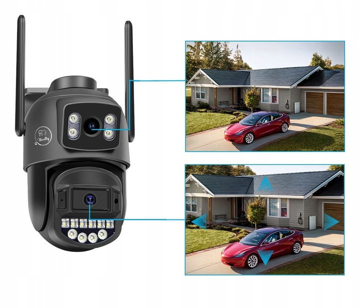 PODWÓJNA KAMERA 2X5MP ZOOM ZEWNĘTRZNA OBROTOWA IP WIFI ALARM DETEKCJA FHD