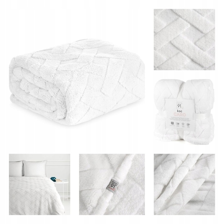 MIĘKKI KOC PLED GRUBY PUSZYSTY TŁOCZONY 200x220 NARZUTA NA ŁÓŻKO KANAPĘ