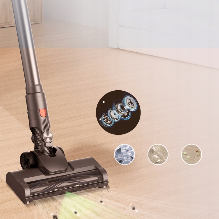 Odkurzacz bezprzewodowy pionowy JIGOO C200 23Kpa 72dB 40Min 1.2L LED