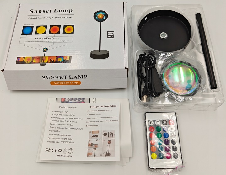 LAMPKA LED SUNSET RGB ZACHÓD SŁOŃCA PILOT PREZENT do sypialni salonu pokoju