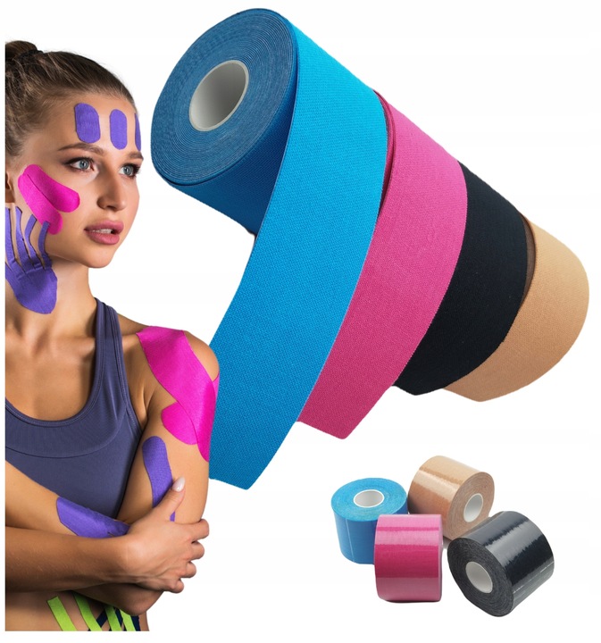 4x TAŚMA KINEZJOLOGICZNA TAPE TAPING TEJPY DO CIAŁA NA KOLANA ŁOKCIE