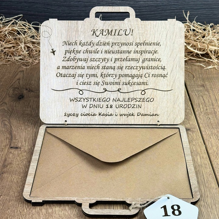 Pudełko na pieniądze Kartka PREZENT na 18 URODZINY dla chłopaka