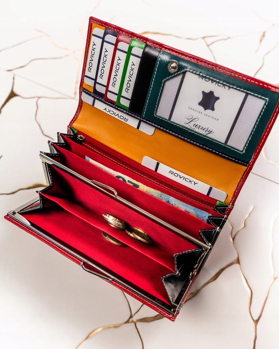 Damski portfel skórzany portmonetka RFID STOP duży pojemny Cavaldi